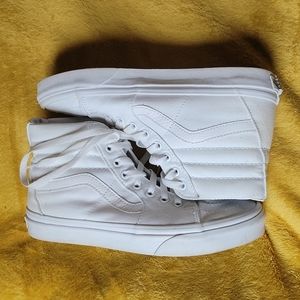 High Top Vans, 8.5 in women and 7 in mens, they are all white